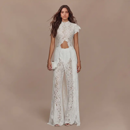 Boho Luxury Resort Wear 2-Piece Outfit Satin Fabric Women's Lounge Set