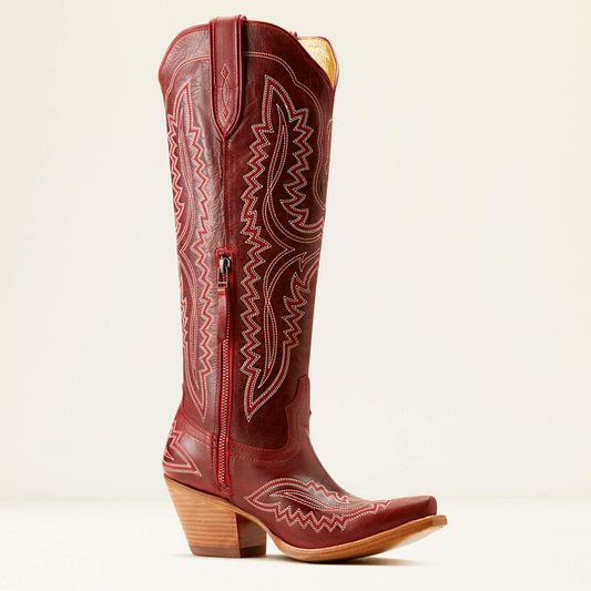 Burgundy Embroidered Western Cowgirl Boots