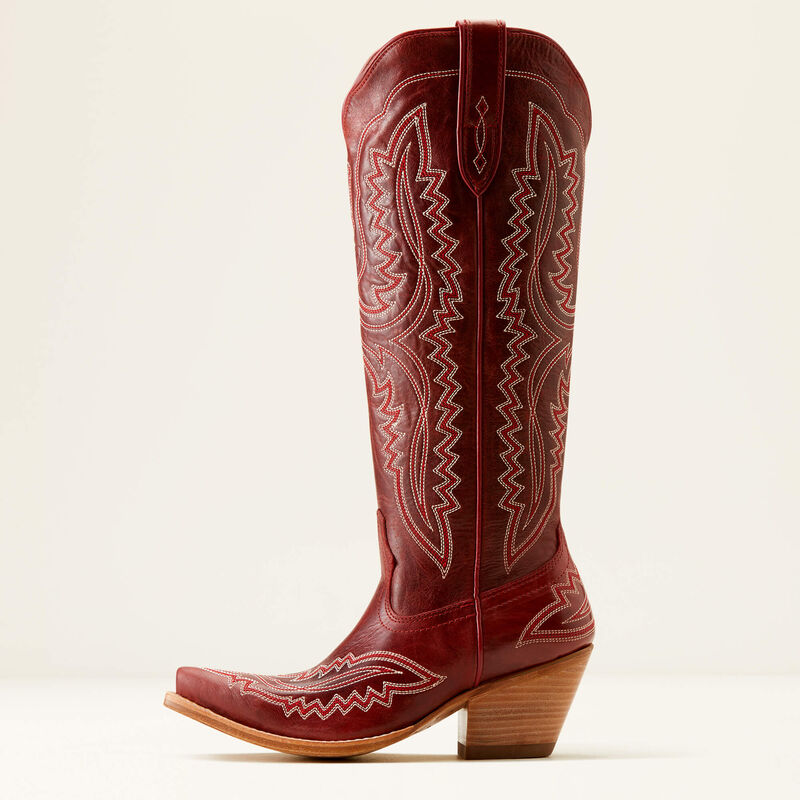 Burgundy Embroidered Western Cowgirl Boots
