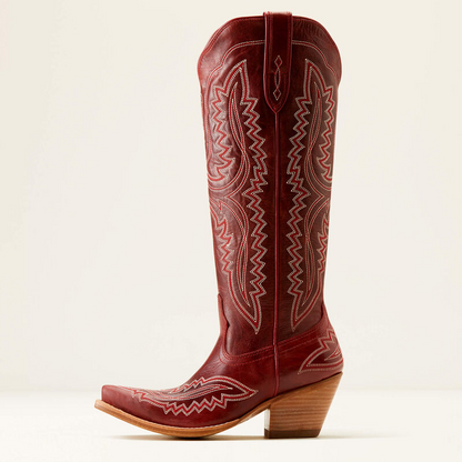 Burgundy Embroidered Western Cowgirl Boots