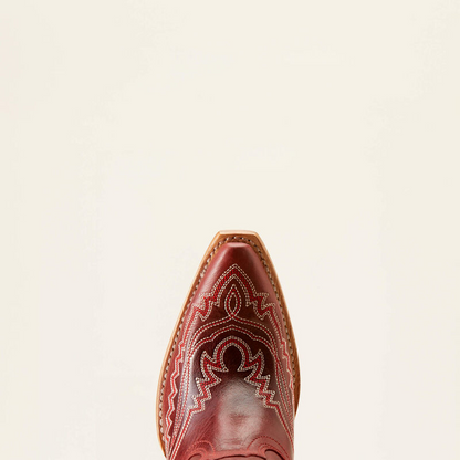 Burgundy Embroidered Western Cowgirl Boots