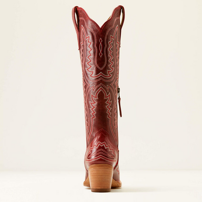 Burgundy Embroidered Western Cowgirl Boots