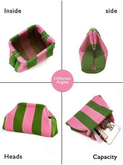 Clip-Top Striped Cloud Handbag