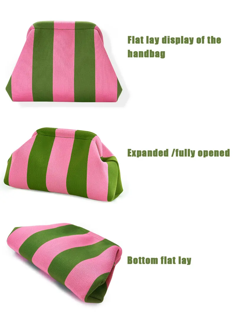 Clip-Top Striped Cloud Handbag