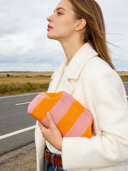 Clip-Top Striped Cloud Handbag