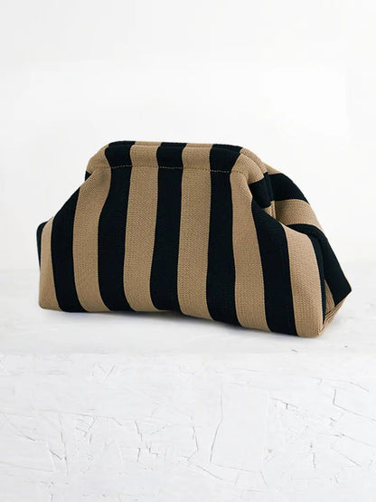 Clip-Top Striped Cloud Handbag