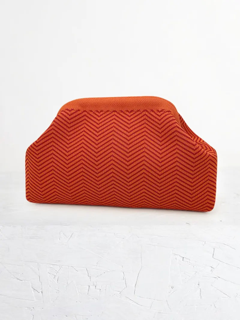 Clip-Top Striped Cloud Handbag