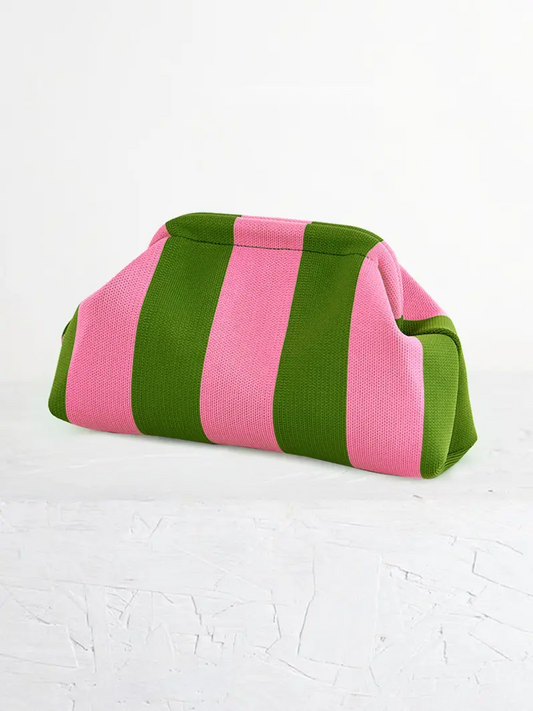 Clip-Top Striped Cloud Handbag