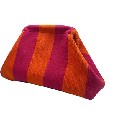 Clip-Top Striped Cloud Handbag