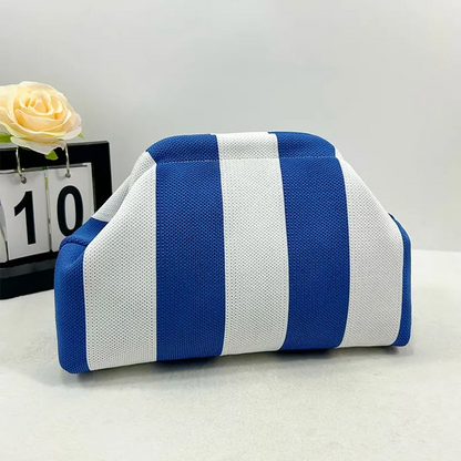 Clip-Top Striped Cloud Handbag