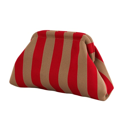 Clip-Top Striped Cloud Handbag