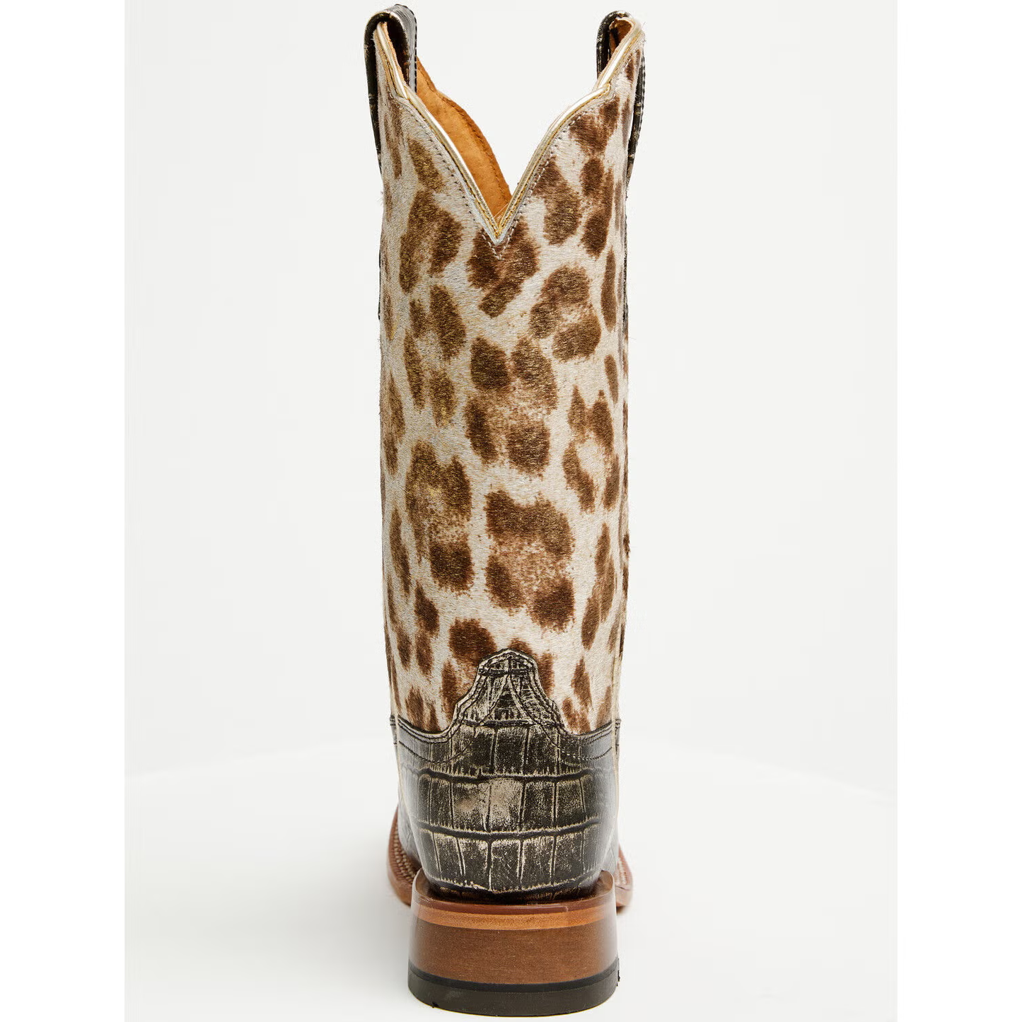 Women's Croc Print & Gilded Leopard Wide Square Toe Cowboy Boots