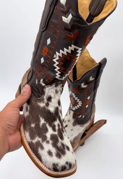 Frontier Ranch Hair-On Leather Cowboy Boots