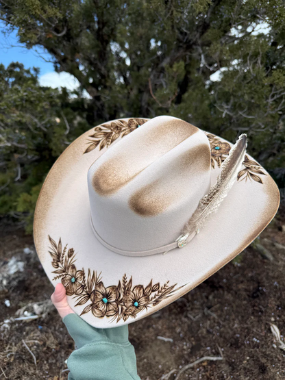 Grace & Bloom Cross Burned Western Cowboy Hat