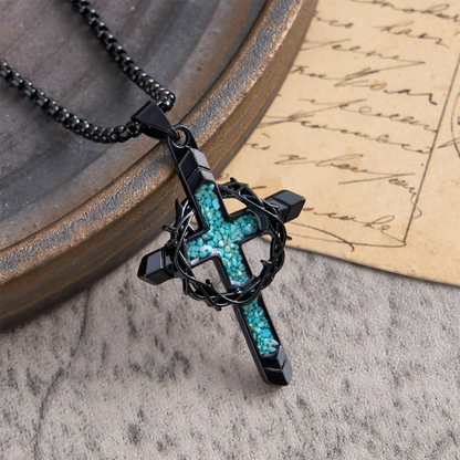Thorn-Wrapped Inlaid Cross Pendant Necklace: A Symbol of Christ’s Sacrificial Love