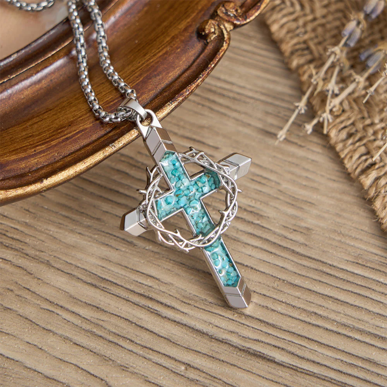 Thorn-Wrapped Inlaid Cross Pendant Necklace: A Symbol of Christ’s Sacrificial Love