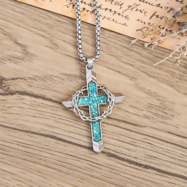 Thorn-Wrapped Inlaid Cross Pendant Necklace: A Symbol of Christ’s Sacrificial Love
