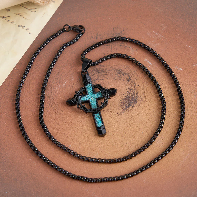 Thorn-Wrapped Inlaid Cross Pendant Necklace: A Symbol of Christ’s Sacrificial Love