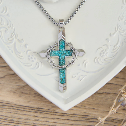 Thorn-Wrapped Inlaid Cross Pendant Necklace: A Symbol of Christ’s Sacrificial Love