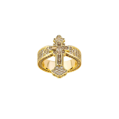 Cross Motif Ring with Cubic Zirconia Accents