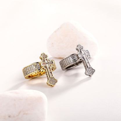Cross Motif Ring with Cubic Zirconia Accents