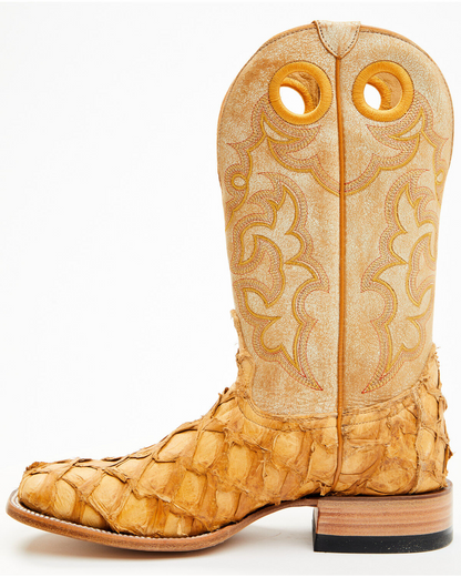 Cody James Yellow Exotic Pirarucu Boots - Square Toe