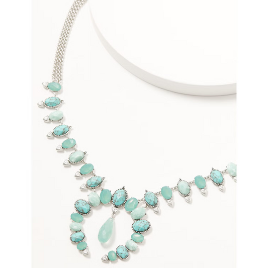 Blue Moonshine Squash Blossom Statement Necklace