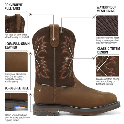 Men's Steel Toe Waterproof Work Boots - Square Toe