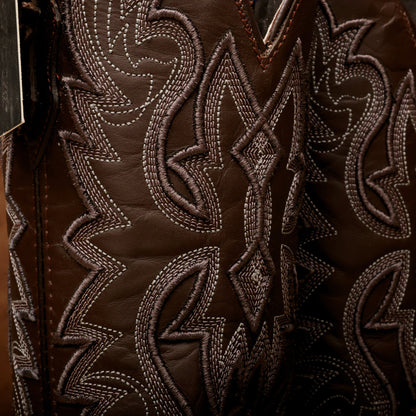 Matte Brown Jumbo Pirarucu Leather Boots - Square Toe