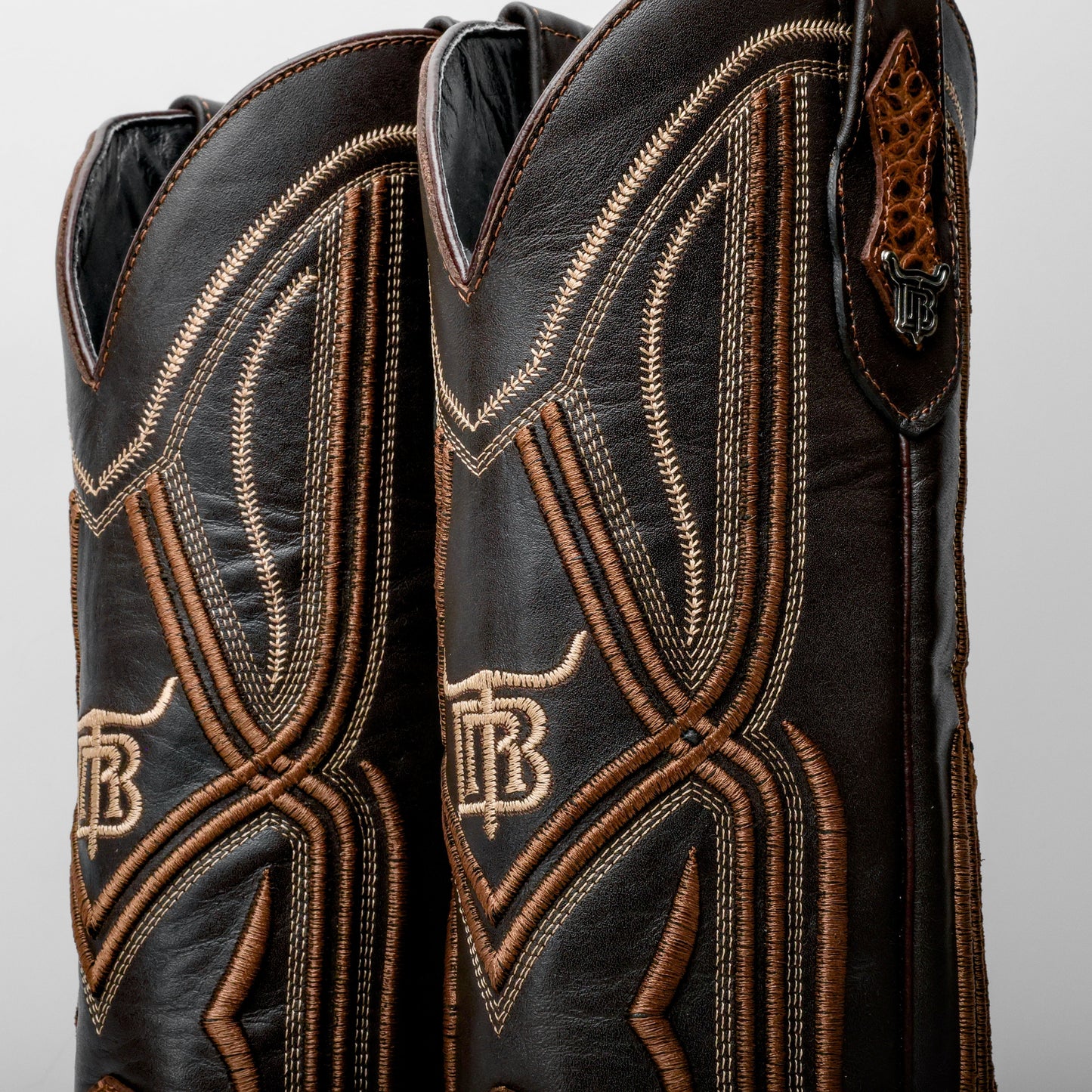 Honey Caiman Hornback Leather Boots - Square Toe