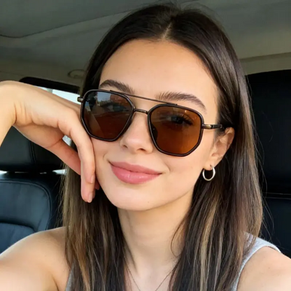 Geometric Frame Double Beam Sunglasses