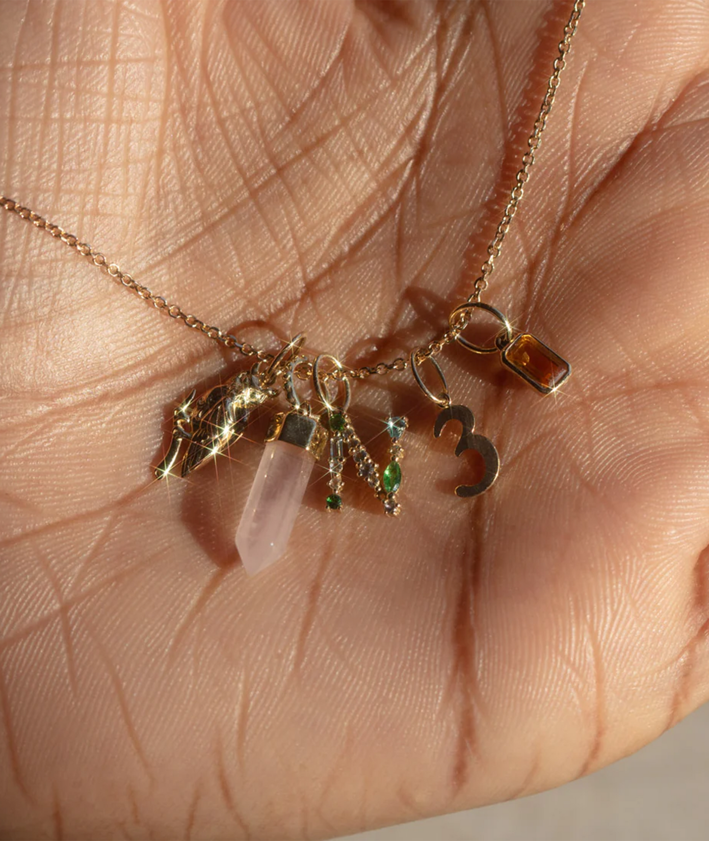 Gold Gemstone Letter Charm