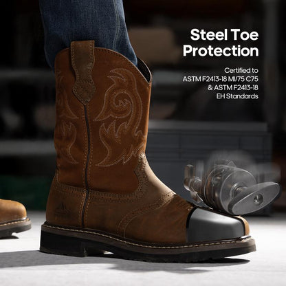 Western Square Toe Leather Work Boots