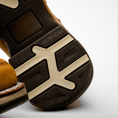 Dusty Honey Basketweave Leather Botin With 3D Lightweight Soles - Square Toe