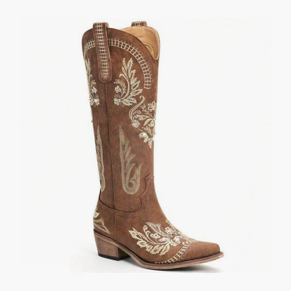 Sparkly Rhinestone Embroidery Tall Western Boots