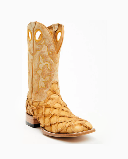 Cody James Yellow Exotic Pirarucu Boots - Square Toe