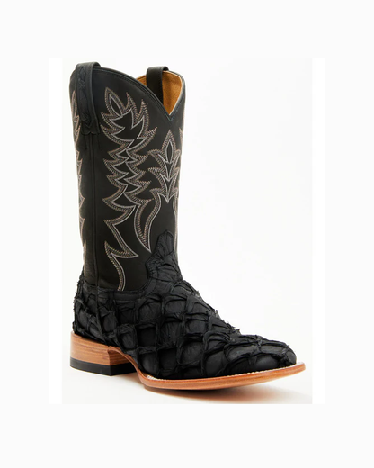 Cody James Men's Exotic Pirarucu Black Boots - Broad Square Toe