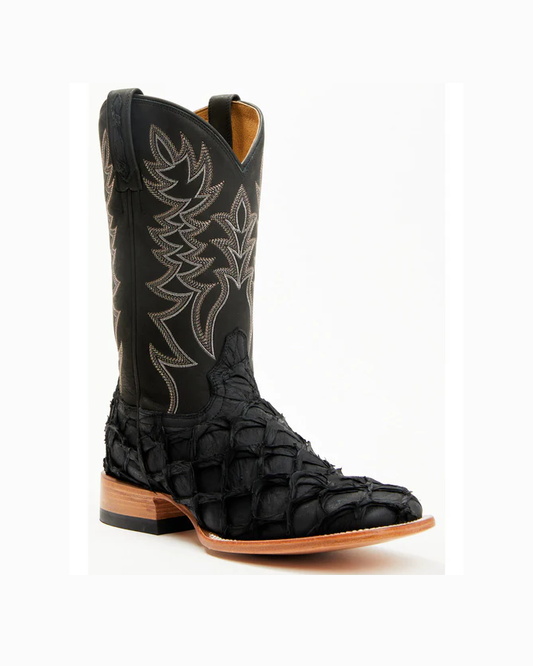 Cody James Men's Exotic Pirarucu Black Boots - Broad Square Toe