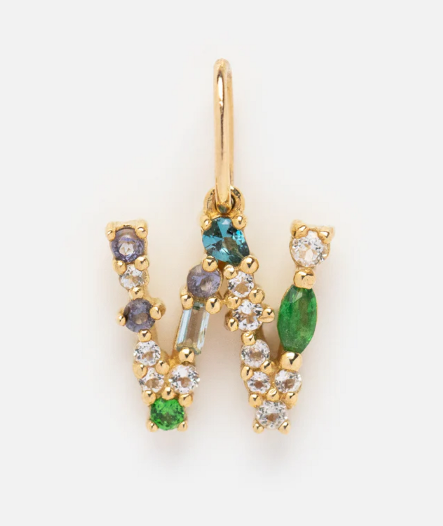 Gold Gemstone Letter Charm