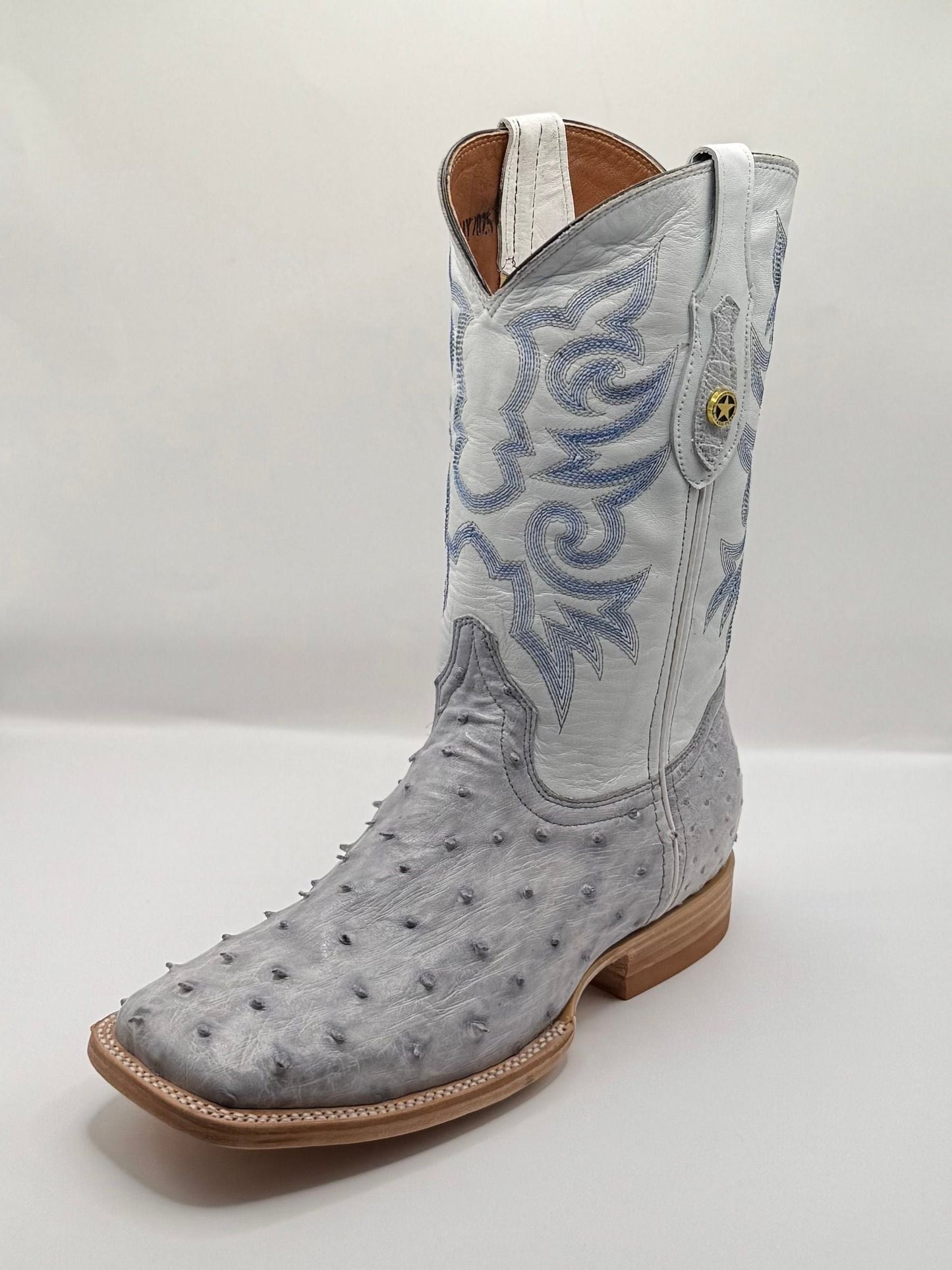 Western Mens Exotic White Ostrich Cowboy Boots