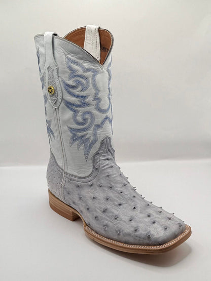 Western Mens Exotic White Ostrich Cowboy Boots