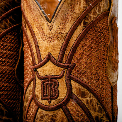Tan Genuine Pirarucu Boots - Square Toe