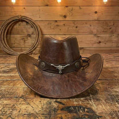 Ranch Hand Authentic Full-Grain Leather Cowboy Hat