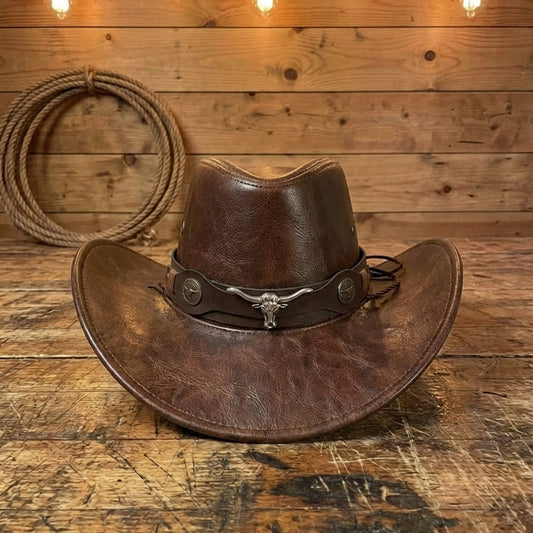 Ranch Hand Authentic Full-Grain Leather Cowboy Hat