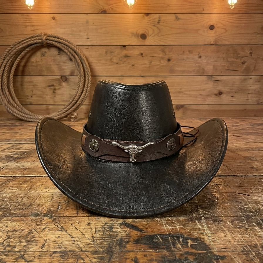 Ranch Hand Authentic Full-Grain Leather Cowboy Hat