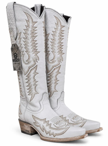 Women’s Distressed Brown Western Snip Toe Cowboy Boots – Embroidered Leather