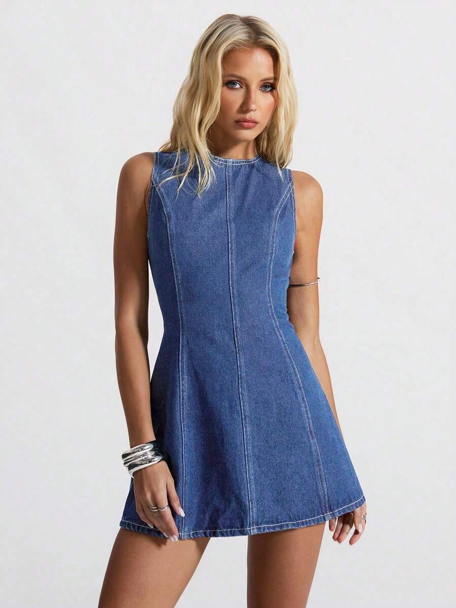Women's Sexy Backless Mini Denim Dress