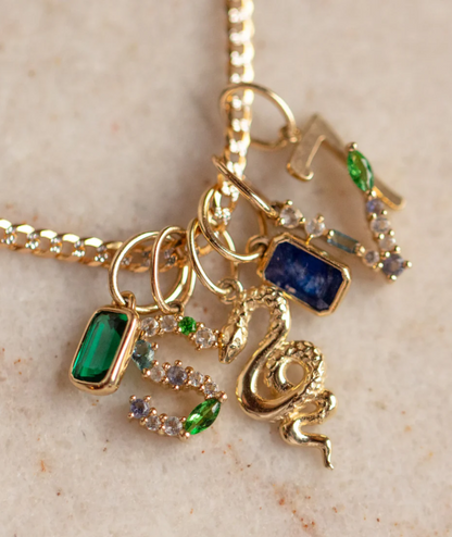 Gold Gemstone Letter Charm