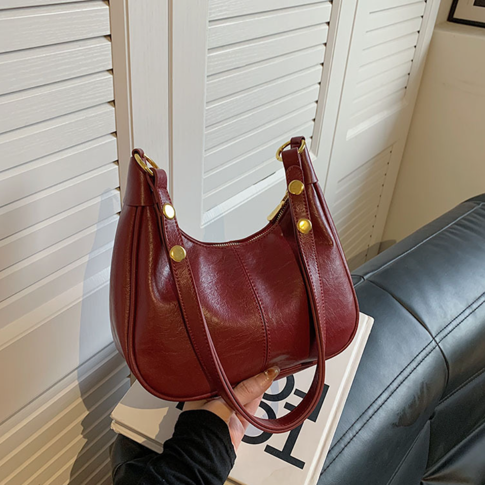 Women's Simple Solid Color Zipper Shoulder Bag