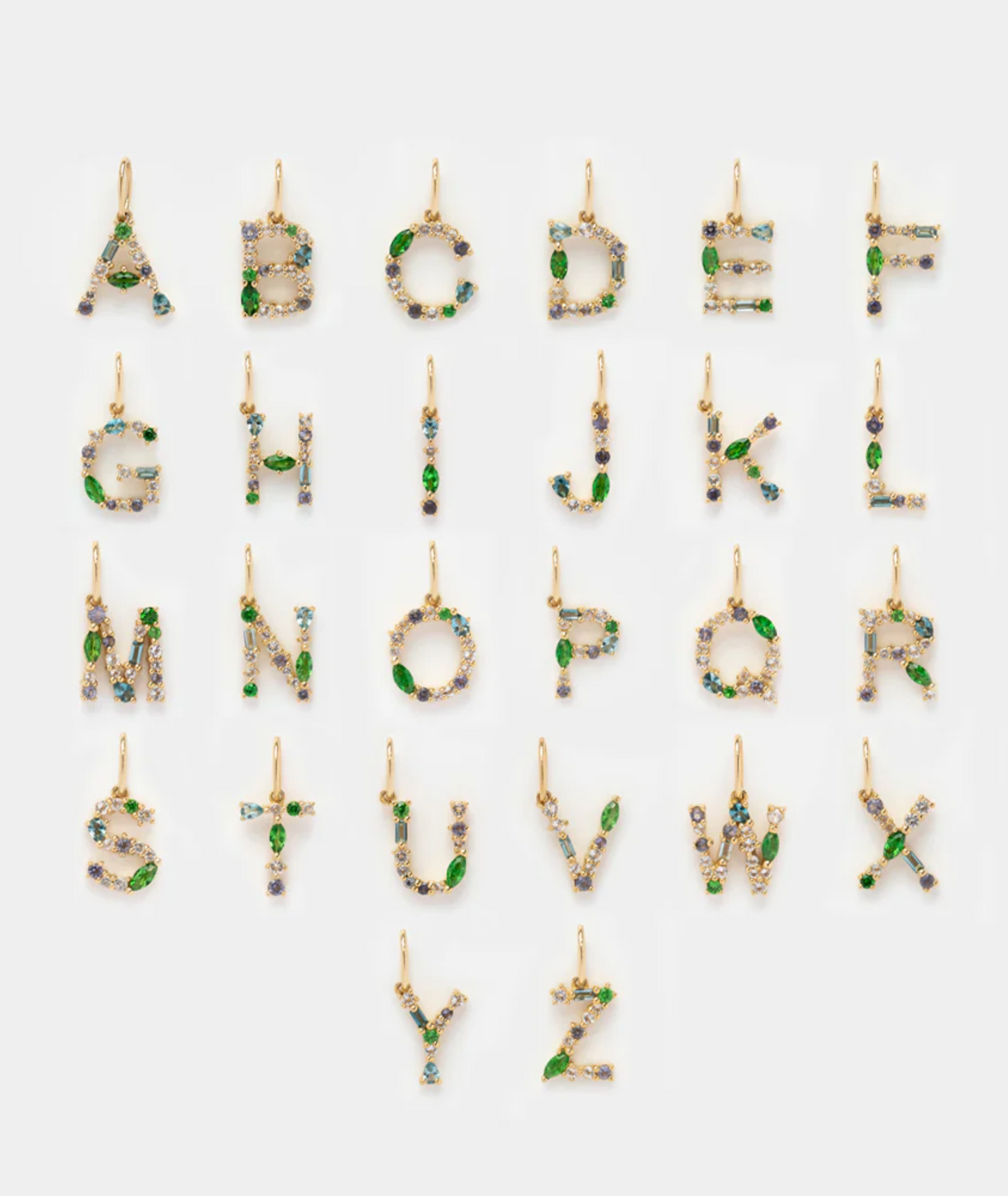 Gold Gemstone Letter Charm